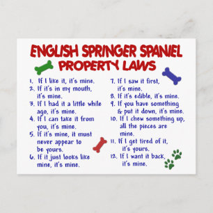 ENGLISH SPRINGER SPANIEL Property Laws 2 Postcard