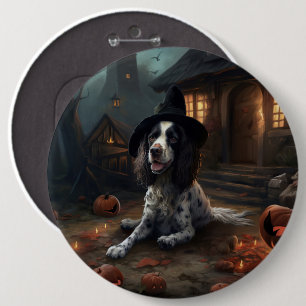 English Springer Spaniel Pumpkins Halloween Scary  6 Cm Round Badge