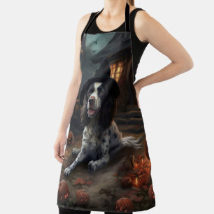 English Springer Spaniel Pumpkins Halloween Scary  Apron