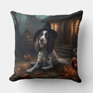 English Springer Spaniel Pumpkins Halloween Scary  Cushion