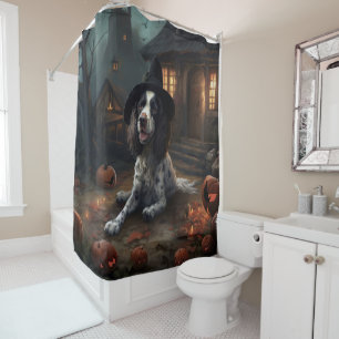 English Springer Spaniel Pumpkins Halloween Scary  Shower Curtain