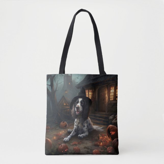 English Springer Spaniel Pumpkins Halloween Scary  Tote Bag (Front)