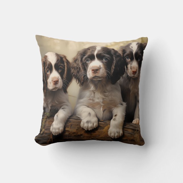English springer spaniel puppies cushion (Front)