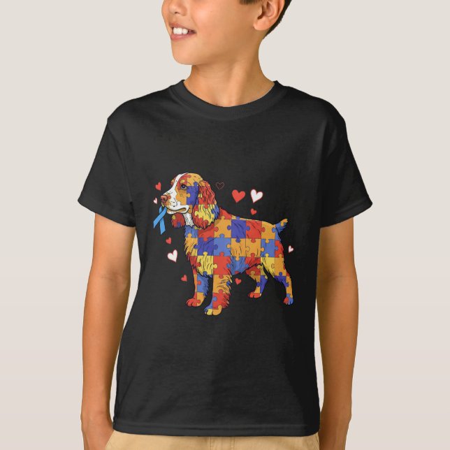 English Springer Spaniel Puzzle Autism Awareness W T-Shirt (Front)