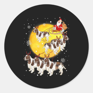 English Springer Spaniel Reindeer Christmas Dog Lo Classic Round Sticker