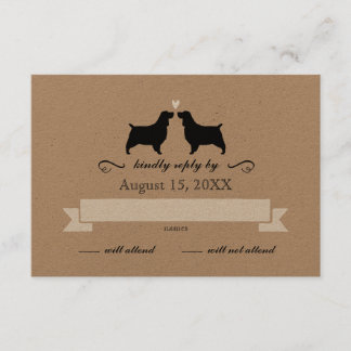 English Springer Spaniel Silhouettes Wedding RSVP Card