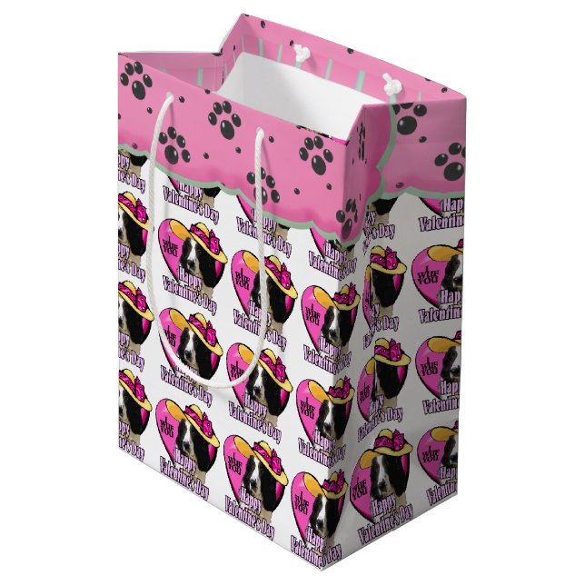 English Springer Spaniel Valentine's Day Medium Gift Bag (Back Angled)