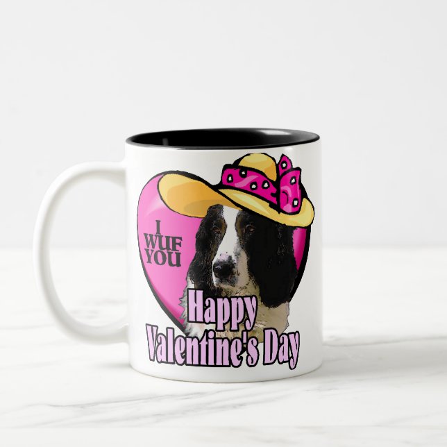 English Springer Spaniel Valentines Day Two-Tone Coffee Mug (Left)