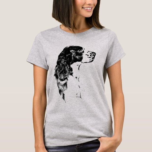English Springer Spaniel Vintage Dog Art T-Shirt (Front)