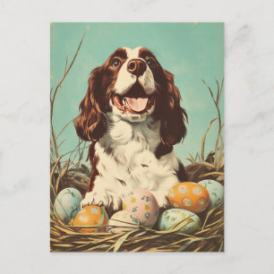English Springer Spaniel Vintage Easter Postcard