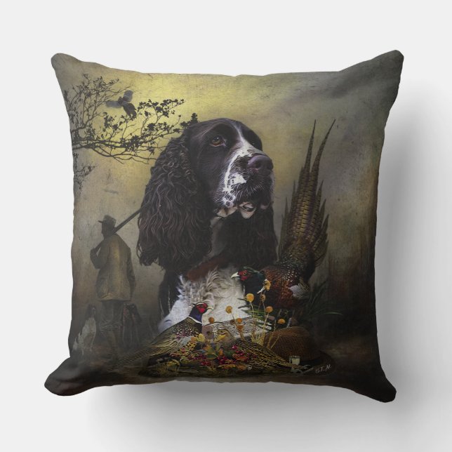 English Springer Spaniel with pheasant   Cushion (Front)