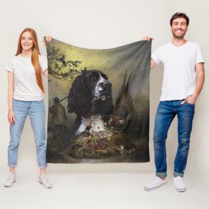English Springer Spaniel with pheasant     Fleece Blanket