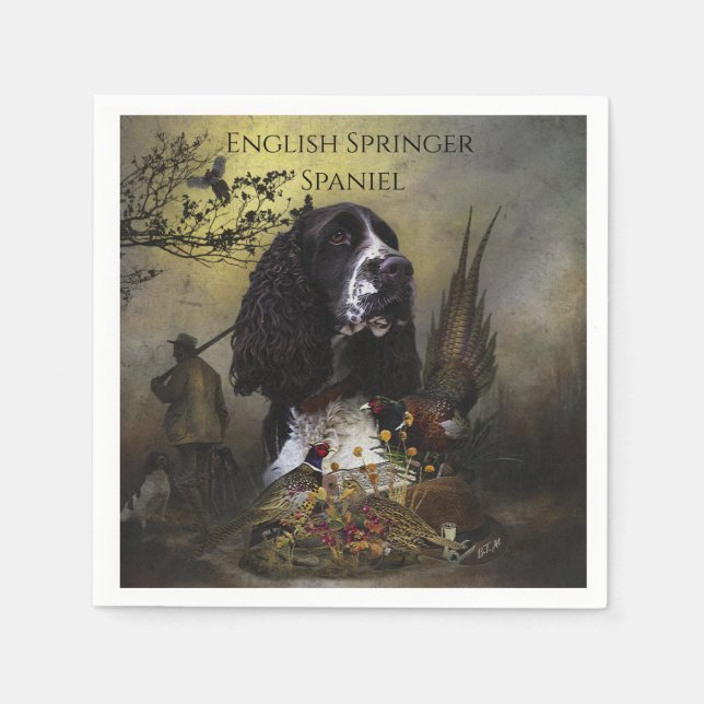 English Springer Spaniel with pheasant    Napkin (Front)
