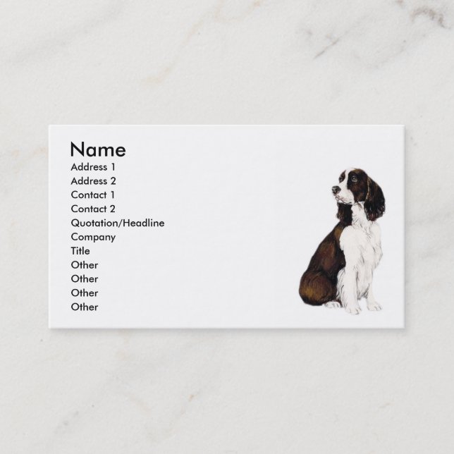 "English Springr Spaniel" Dog Art Business Card (Front)