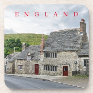 English stone cottages view coasters