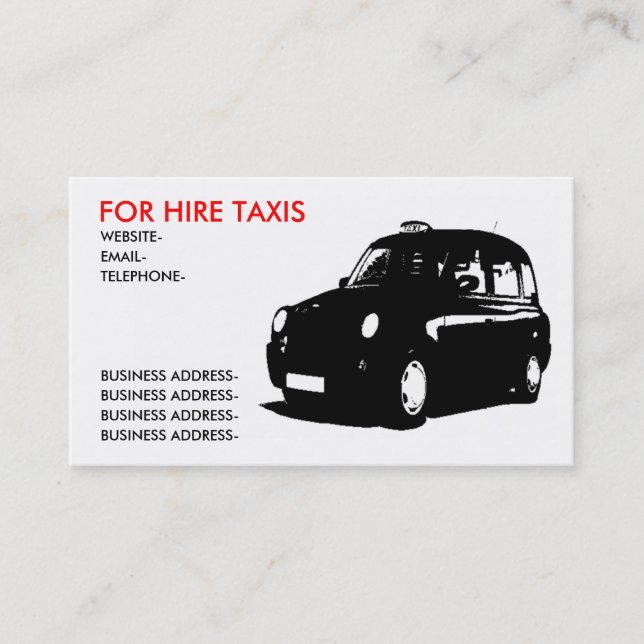 English Taxi Business Card (Front)