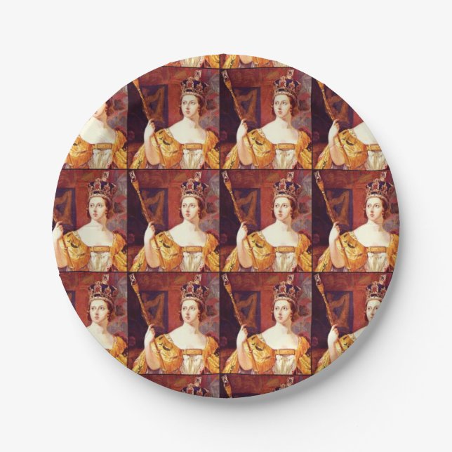 English Tea Party Queen Victoria Paper Plates (Front)