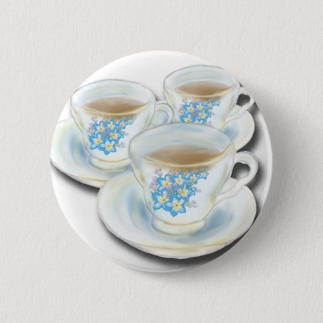 English Tea Set - China with forgetmenot flowers 6 Cm Round Badge (Front)