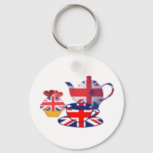 English Tea-time, Union Jack Art Gifts Key Ring