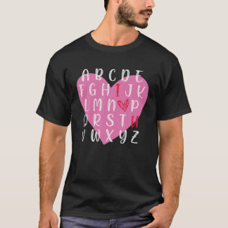 English Teacher Alphabet Heart Love You Funny Vale T-Shirt