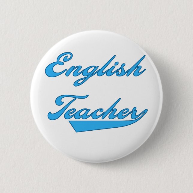 English Teacher Blue 6 Cm Round Badge (Front)