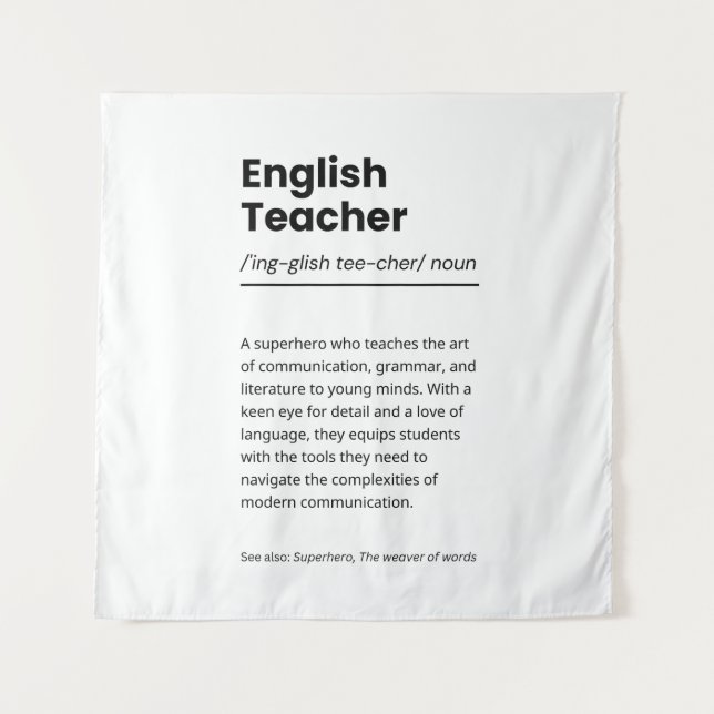 English Teacher Definition Print Appreciation Gift Tapestry (Front)