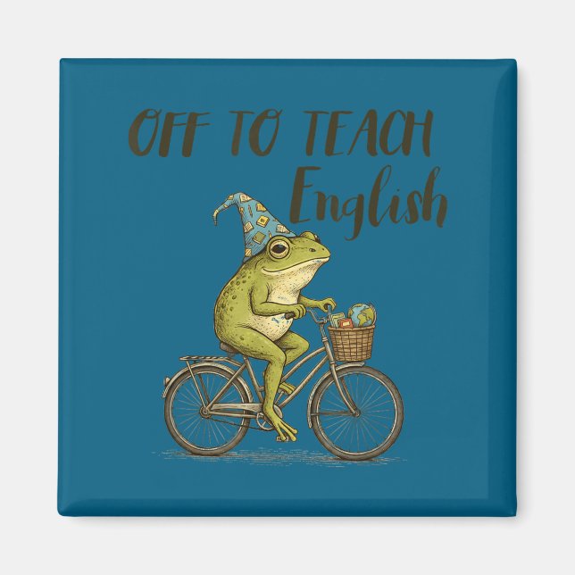 English Teacher Funny Frog Teaching Graphic Art Magnet (Front)