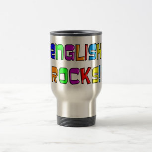 English Teacher Gifts "English Rocks!" Travel Mug