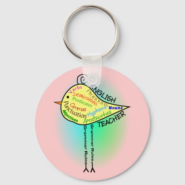 English Teacher "Grammar Bird" Gifts Key Ring (Front)