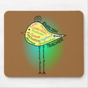 English Teacher "Grammar Bird" Gifts Mouse Pad