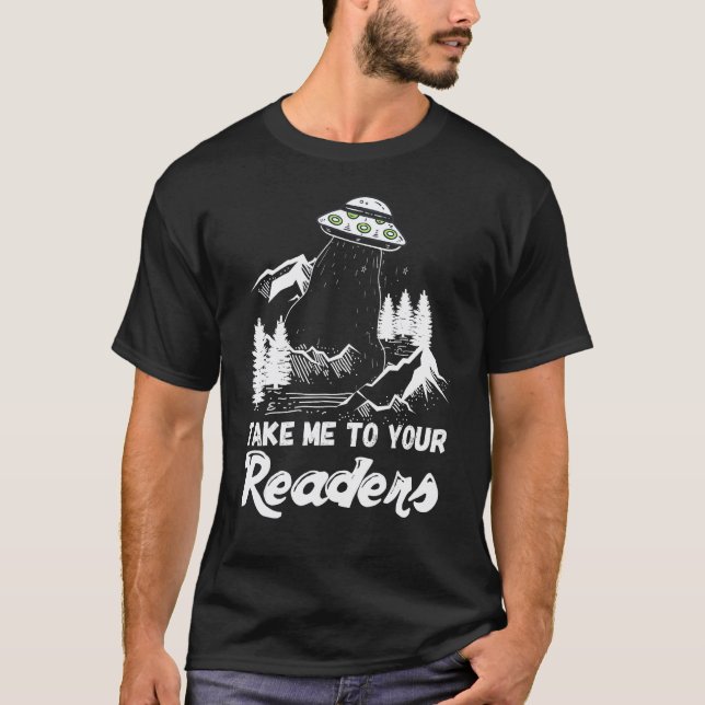 English Teacher Library Fun Alien Reading Gift Ide T-Shirt (Front)