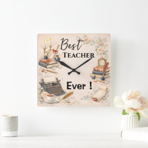 English Teacher Thank You Gift End of School Year Square Wall Clock