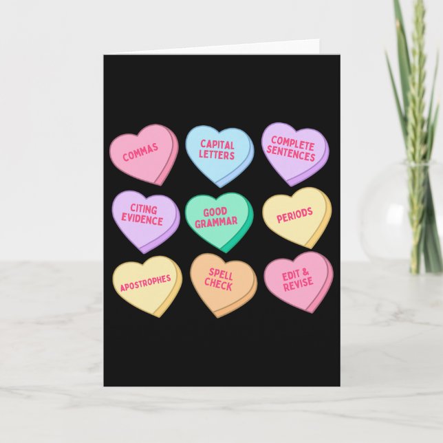 English Teacher Valentines Candy Heart English Gra Card (Front)