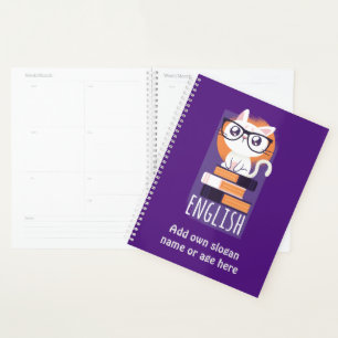 ENGLISH TEACHERS Gift - Cute Kawaii Cat Purple Planner