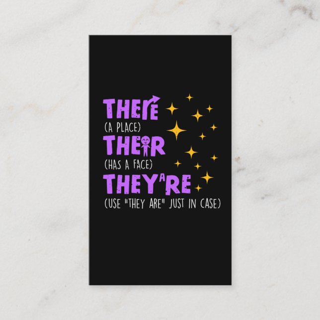 English Teaching School Grammar Teacher Business Card (Front)