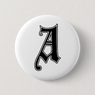 English text Gothic Monogram letter A 6 Cm Round Badge