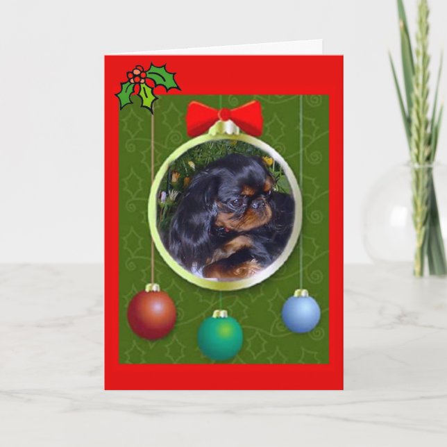 English Toy Spaniel Christmas Holiday Card (Front)