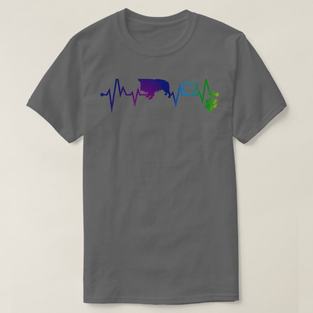 English Toy Spaniel Colourful Heartbeat Heart Dog  T-Shirt (Design Front)