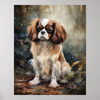 English Toy Spaniel Dog Art Print Poster