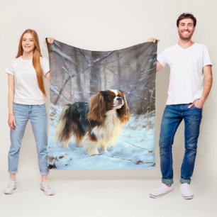 English Toy Spaniel Let It Snow Christmas  Fleece Blanket