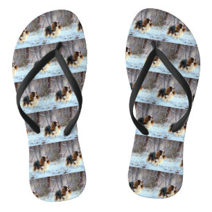 English Toy Spaniel Let It Snow Christmas  Jandals