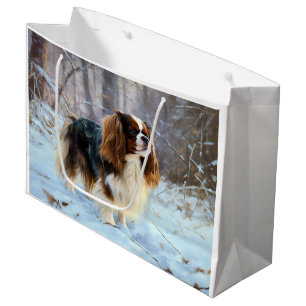 English Toy Spaniel Let It Snow Christmas Large Gift Bag