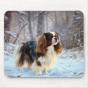 English Toy Spaniel Let It Snow Christmas  Mouse Pad