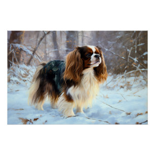 English Toy Spaniel Let It Snow Christmas Poster
