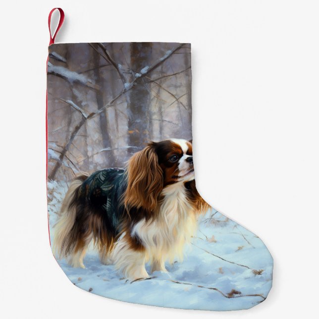 English Toy Spaniel Let It Snow Christmas  Small Christmas Stocking (Front)