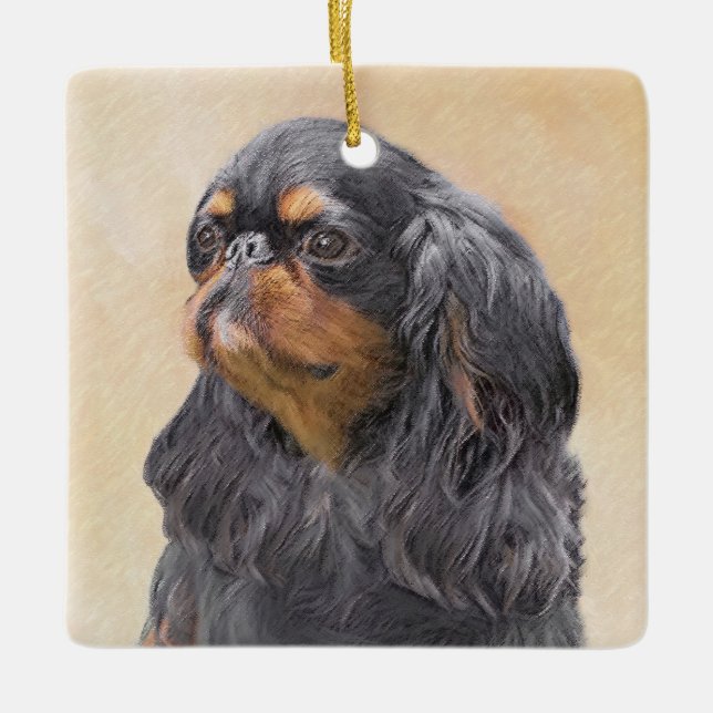 English Toy Spaniel Painting Original Animal Art Ceramic Ornament (Front)