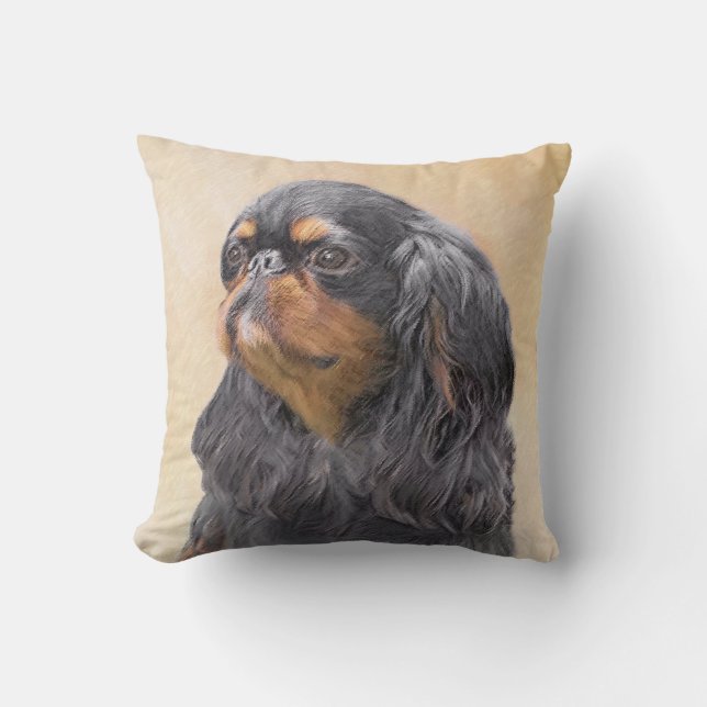 English Toy Spaniel Painting Original Animal Art Cushion (Front)