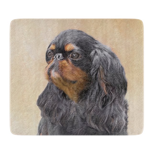 English Toy Spaniel Painting Original Animal Art Cutting Board (Front)