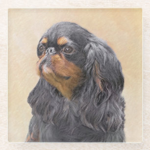English Toy Spaniel Painting Original Animal Art Glass Coaster