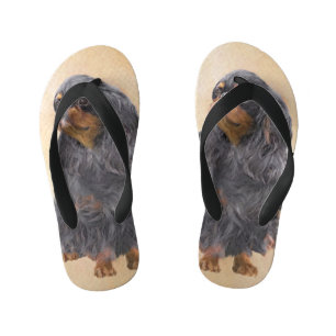 English Toy Spaniel Painting Original Animal Art Kid's Jandals